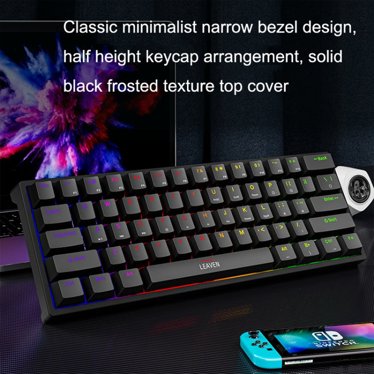 LEAVEN K620 61 Keys Hot Plug-in Glowing Game Wired Mechanical Keyboard, Cable Length: 1.8m, Color: Black White Green Shaft - free shipping - PMC Jewellery - Order now!