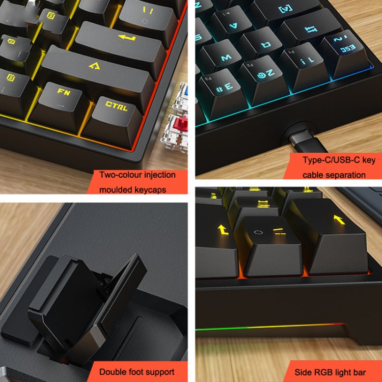 LEAVEN K620 61 Keys Hot Plug-in Glowing Game Wired Mechanical Keyboard, Cable Length: 1.8m, Color: White Black Green Shaft - free shipping - PMC Jewellery - Order now!
