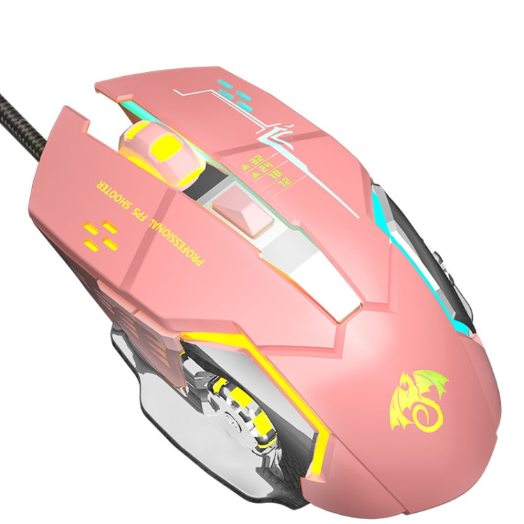 LEAVEN X6 6 Keys Game Computer Ergonomic Wired Mouse, Cable Length: 1.42m(Pink) - free shipping - PMC Jewellery - Order now!
