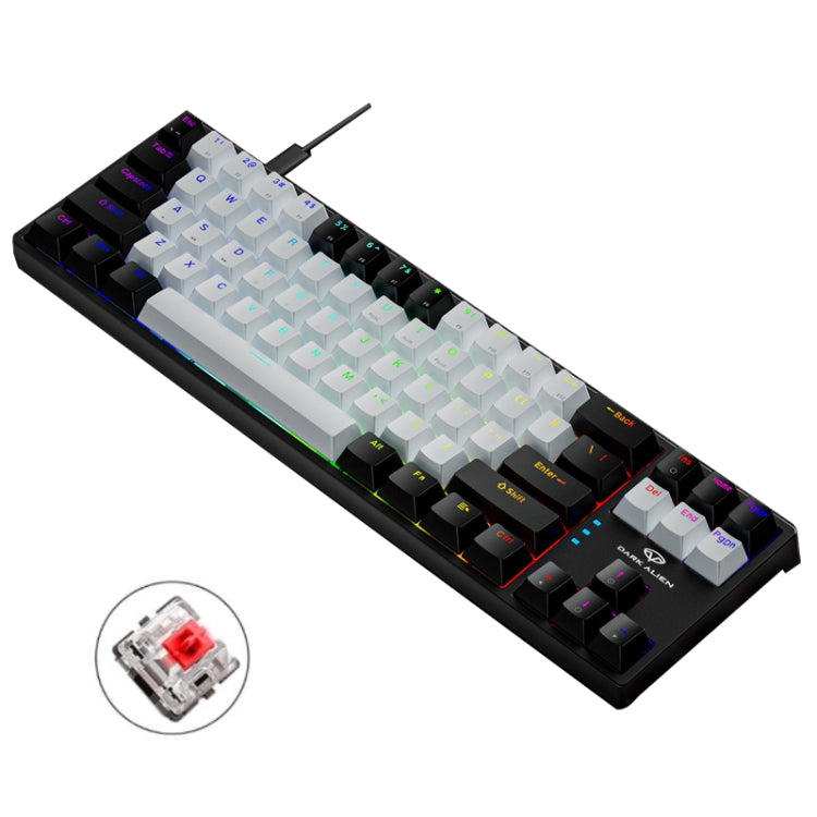 Dark Alien K710 71 Keys Glowing Game Wired Keyboard, Cable Length: 1.8m, Color: Black White Red Shaft - free shipping - PMC Jewellery - Order now!