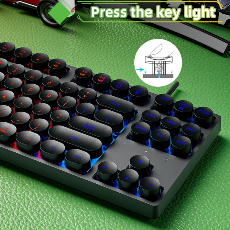 Dark Alien DK100 87 Keys Hot Plug-In Glowing Game Wired Mechanical Keyboard, Cable Length: 1.3m(Pink White) - free shipping - PMC Jewellery - Order now!