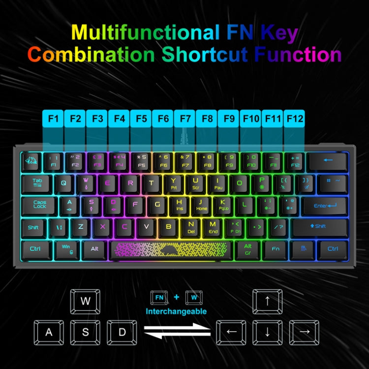 ZIYOULANG K61 62 Keys Game RGB Lighting Notebook Wired Keyboard, Cable Length: 1.5m(Blue White) - free shipping - PMC Jewellery - Order now!