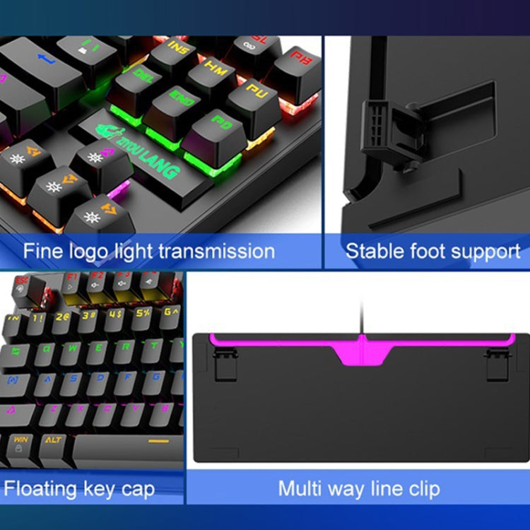 ZIYOULANG K2 87 Keys Office Laptop Punk Glowing Mechanical Wired Keyboard, Cable Length: 1.5m, Color: Black - free shipping - PMC Jewellery - Order now!