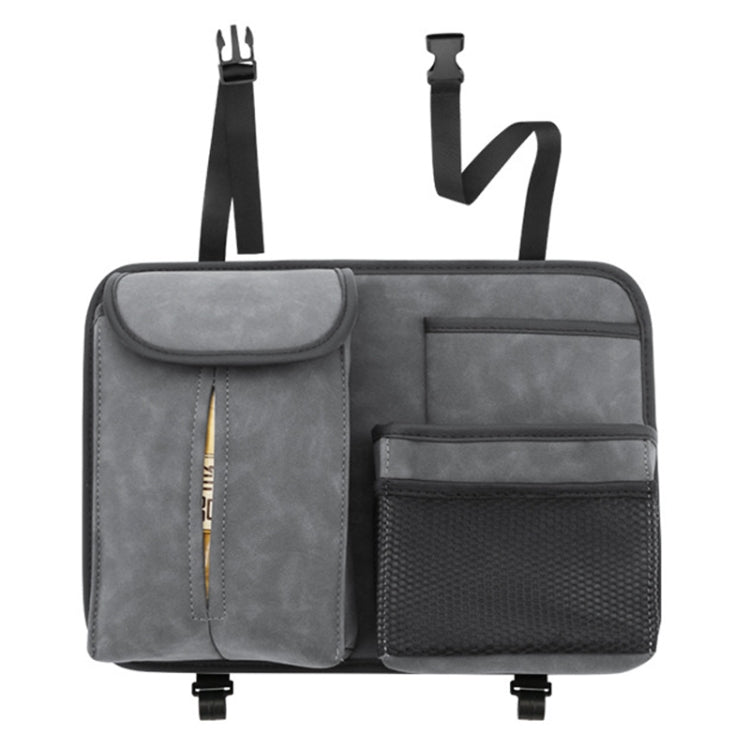 DE RAN FU Flip Fur Car Seat BackTissue Box Storage Hanging Bag With Hook(Grey) - Tissue Boxes by PMC TechLife | Online Shopping South Africa | PMC TechLife | Buy Now Pay Later Mobicred