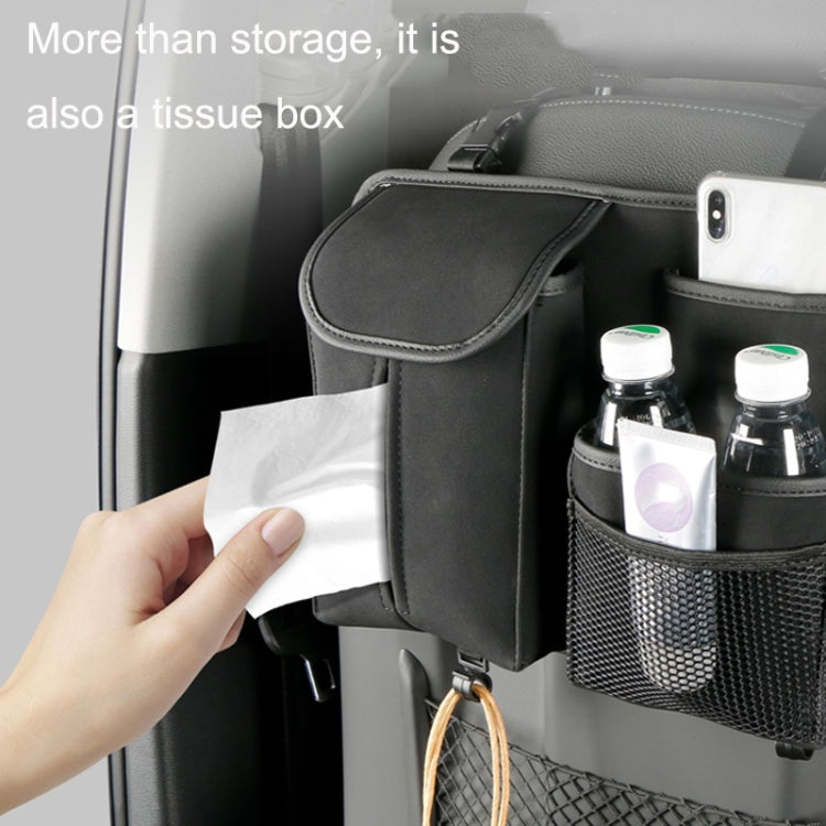 DE RAN FU Flip Fur Car Seat BackTissue Box Storage Hanging Bag With Hook(Brown) - Tissue Boxes by PMC TechLife | Online Shopping South Africa | PMC TechLife | Buy Now Pay Later Mobicred