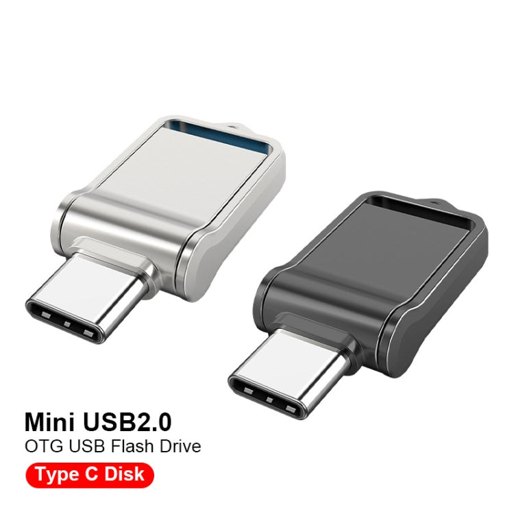 128GB USB 2.0 + Type-C/USB-C High Speed Mini Computer and Phone Dual-purpose Rotary U Disk(Silver) - USB Flash Drives by PMC Jewellery | Online Shopping South Africa | PMC Jewellery | Buy Now Pay Later Mobicred