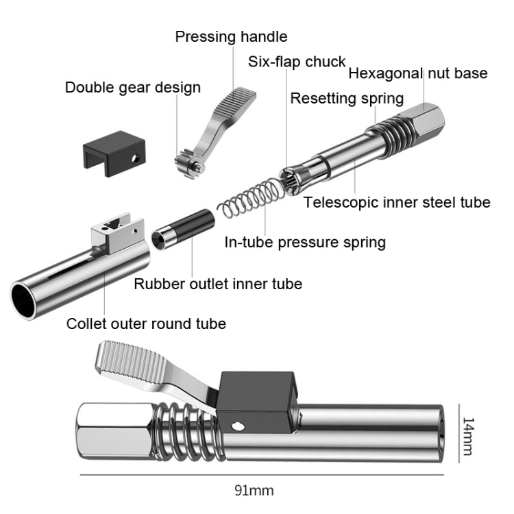 PC002 Lock Clamp Type High Pressure Grease Nozzle, Style: Butter Mouth+10 Straight Heads - Other Tools by PMC TechLife | Online Shopping South Africa | PMC TechLife | Buy Now Pay Later Mobicred