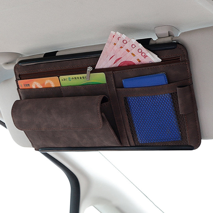 DE RAN FU Car Shade Glasses Box Storage Bag Car Flip Fur Glue Box Zipper Card Bag(Brown) - Stowing Tidying by DE RAN FU | Online Shopping South Africa | PMC TechLife | Buy Now Pay Later Mobicred