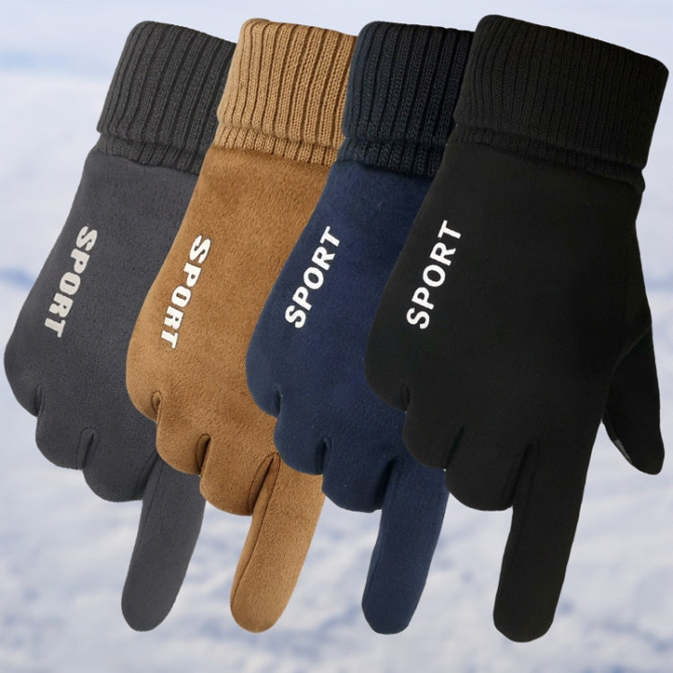 Q35 Suede Men Warm Gloves Touch Screen Sports Cycling Gloves, Size: One Size(Dark Blue) - Cycling Gloves by PMC TechLife | Online Shopping South Africa | PMC TechLife | Buy Now Pay Later Mobicred