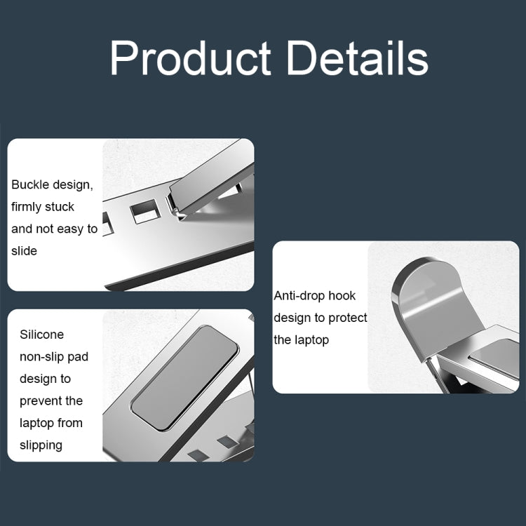 N8 Double-layer Foldable Lifting Aluminum Alloy Laptop Heat Dissipation Stand, Color: Silver - Laptop Stand by PMC Jewellery | Online Shopping South Africa | PMC Jewellery | Buy Now Pay Later Mobicred