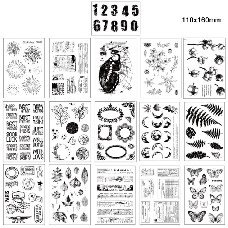5 PCS Vintage Botanical Arrangement Handbook Clear Silicone Stamp(Vintage English) - Handbook Decorative Stickers by PMC TechLife | Online Shopping South Africa | PMC TechLife