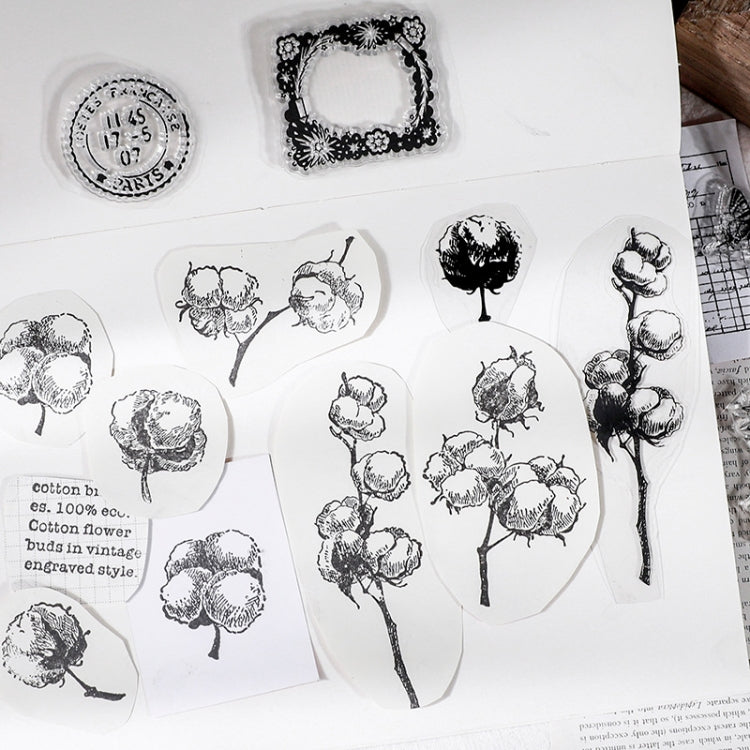 5 PCS Vintage Botanical Arrangement Handbook Clear Silicone Stamp(Vintage Postmark) - Handbook Decorative Stickers by PMC TechLife | Online Shopping South Africa | PMC TechLife