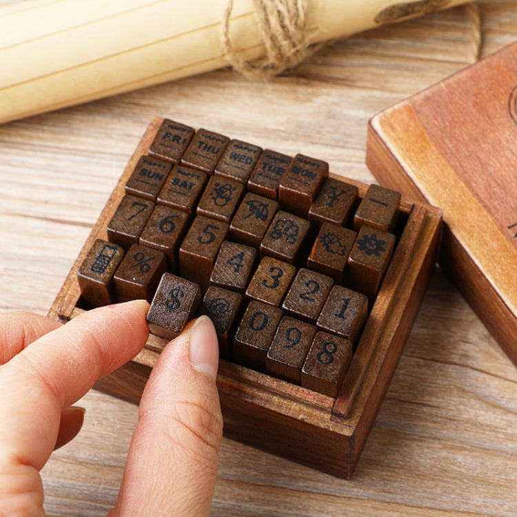 E13 28PCS/Set Vintage Wooden Alphabet and Number Diary Handbook DIY Stamps(Regular Capital) - Handbook Decorative Stickers by PMC TechLife | Online Shopping South Africa | PMC TechLife
