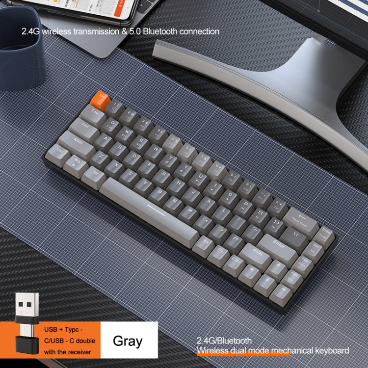 ZIYOU LANG K68 68 Keys Bluetooth Wireless Dual Model Mechanical Keyboard, Style: Green Shaft Version (Gray) - free shipping - PMC Jewellery - Order now!