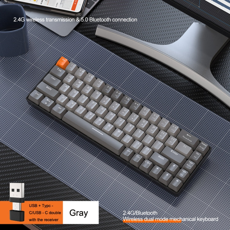 ZIYOU LANG K68 68 Keys Bluetooth Wireless Dual Model Mechanical Keyboard, Style: Red Shaft Version (Gray) - free shipping - PMC Jewellery - Order now!