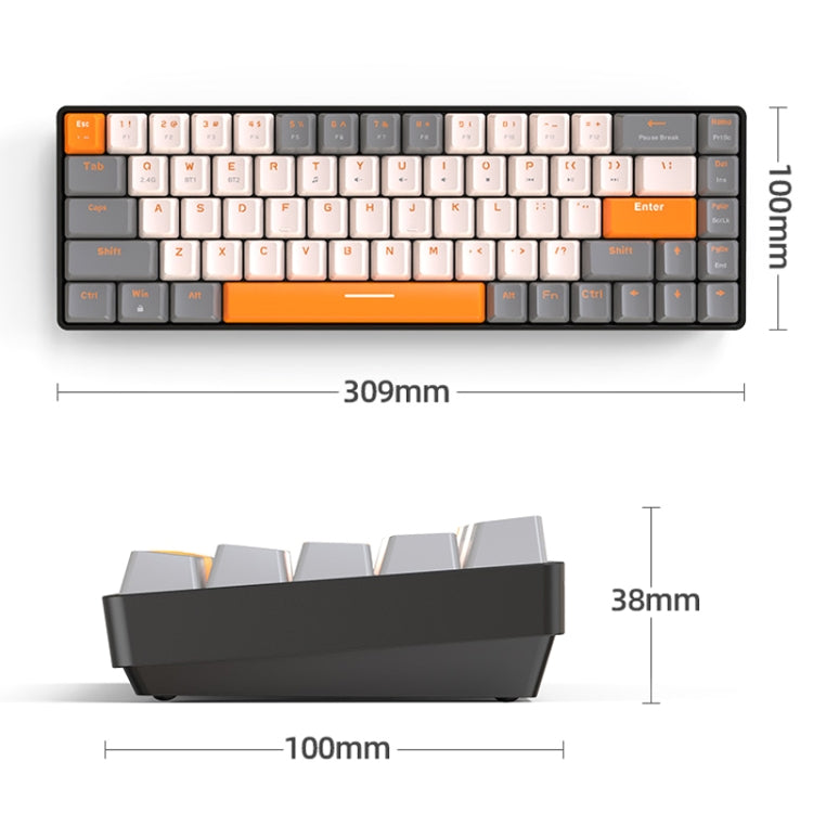 ZIYOU LANG K68 68 Keys Bluetooth Wireless Dual Model Mechanical Keyboard, Style: Red Shaft Version (Gray) - free shipping - PMC Jewellery - Order now!