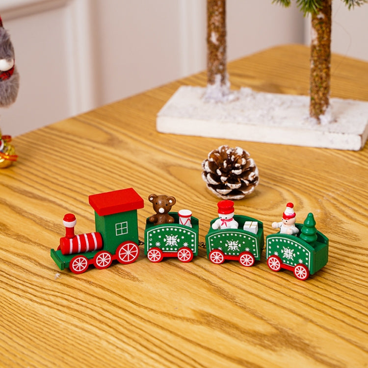 Christmas Decoration Wooden Train Kindergarten Christmas Festival Gift(Green 4 Section) - Ornaments by PMC TechLife | Online Shopping South Africa | PMC TechLife