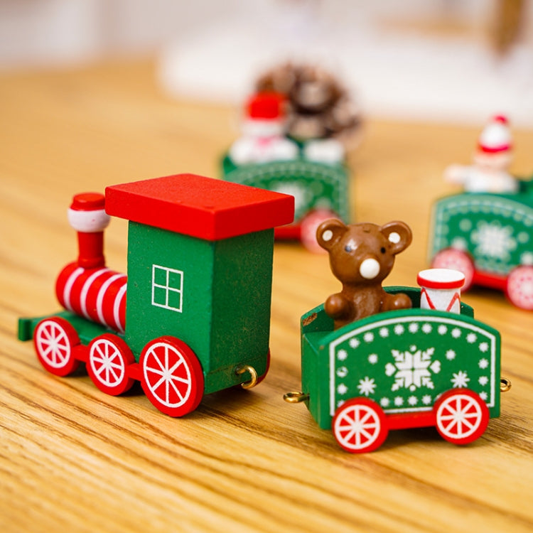 Christmas Decoration Wooden Train Kindergarten Christmas Festival Gift(Green 4 Section) - Ornaments by PMC TechLife | Online Shopping South Africa | PMC TechLife