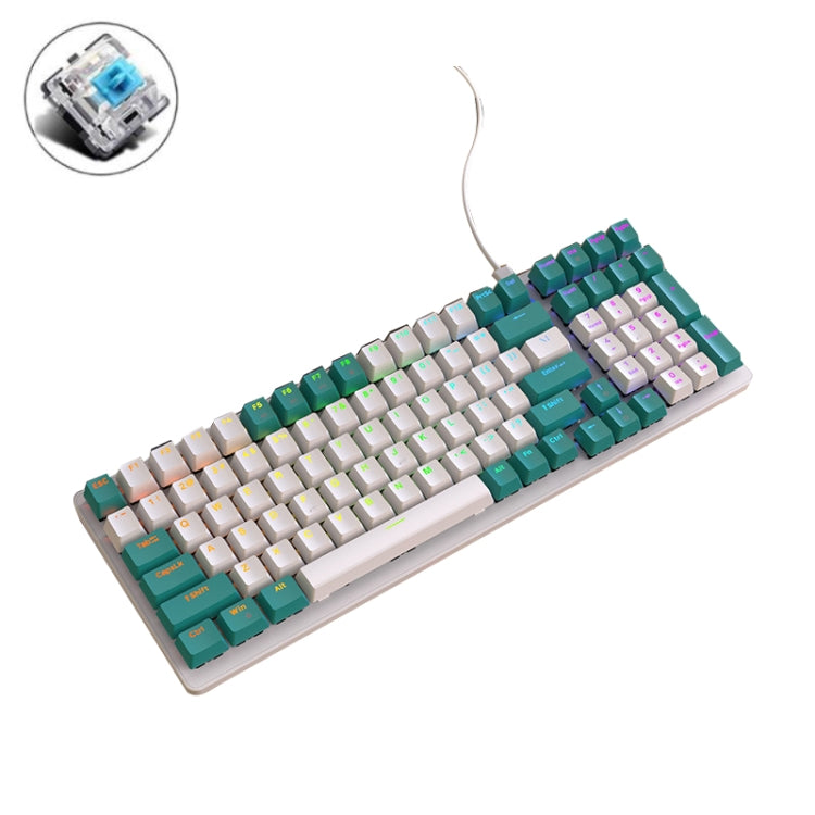 ZIYOU LANG  K3 100 Keys Game Glowing Wired Mechanical Keyboard, Cable Length: 1.5m, Style: Water Green Version Green Axis - free shipping - PMC Jewellery - Order now!