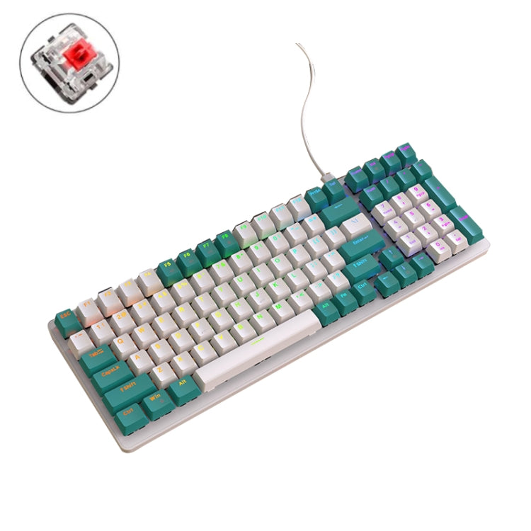 ZIYOU LANG  K3 100 Keys Game Glowing Wired Mechanical Keyboard, Cable Length: 1.5m, Style:  Water Green Version Red Axis - free shipping - PMC Jewellery - Order now!