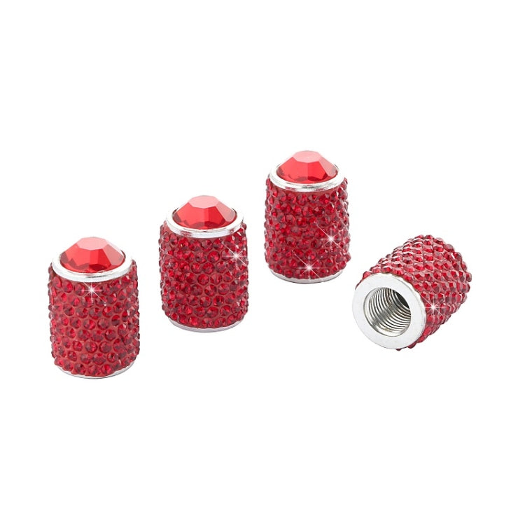 Car Tyre Aluminium Full Diamond Valve Cap With Seal(Red) - Tire Valve Caps by PMC TechLife | Online Shopping South Africa | PMC TechLife | Buy Now Pay Later Mobicred