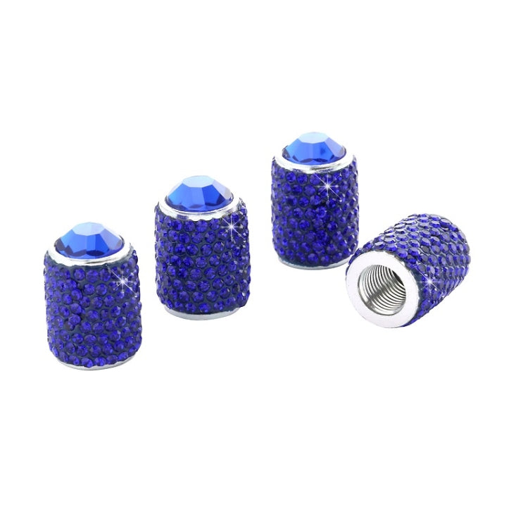 Car Tyre Aluminium Full Diamond Valve Cap With Seal(Dark Blue) - Tire Valve Caps by PMC TechLife | Online Shopping South Africa | PMC TechLife | Buy Now Pay Later Mobicred