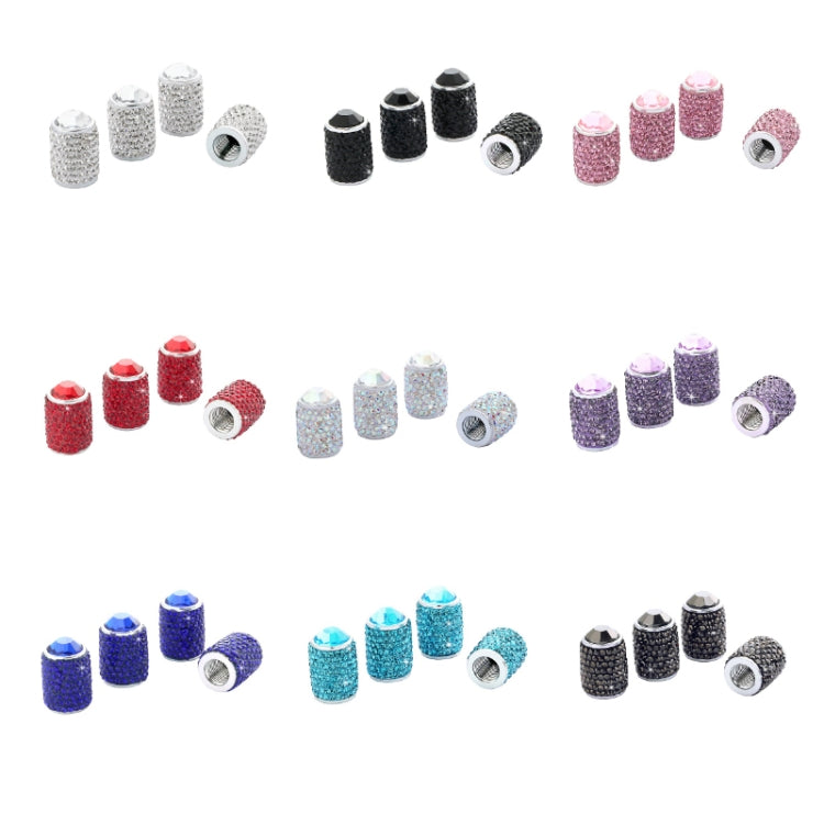 Car Tyre Aluminium Full Diamond Valve Cap With Seal(Shiny Black) - Tire Valve Caps by PMC TechLife | Online Shopping South Africa | PMC TechLife | Buy Now Pay Later Mobicred