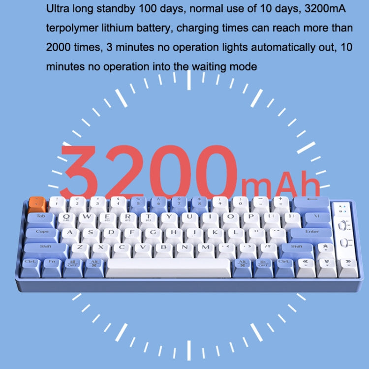 LANGTU GK65 65 Keys Wireless / Bluetooth / Wired Three Model Game Mechanical Keyboard, Cable Length: 1.5m(Sky Blue) - free shipping - PMC Jewellery - Order now!