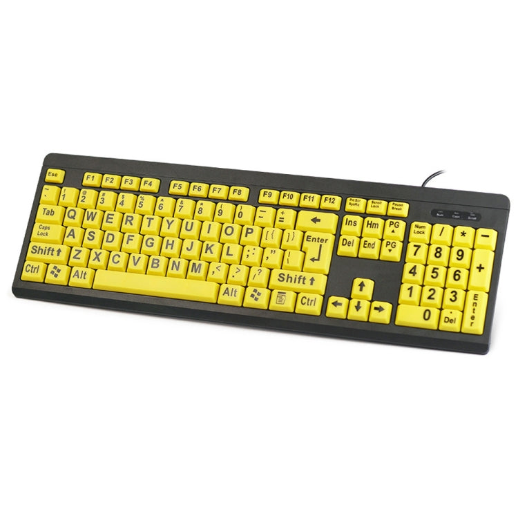T801 104 Keys Special People Children Old Man Big Letters USB Wired Keyboard, Cable Length: 1.38m(Yellow) - free shipping - PMC TechLife - Order now!