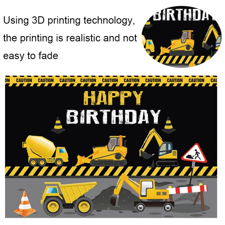 1.5m x 1m  Construction Vehicle Series Happy Birthday Photography Background Cloth(Mdn09841) - Birthday Party by PMC TechLife | Online Shopping South Africa | PMC TechLife