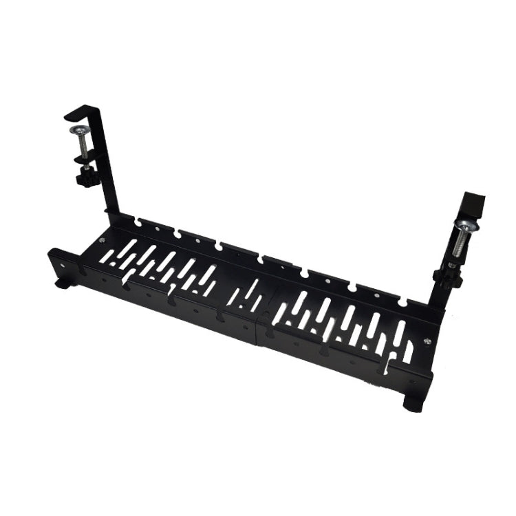 Stretchable Under Desk Cable Management Tray Carbon Steel Cable Organizer Cable Storage Rack(Black) - Shelf & Hooks by PMC TechLife | Online Shopping South Africa | PMC TechLife