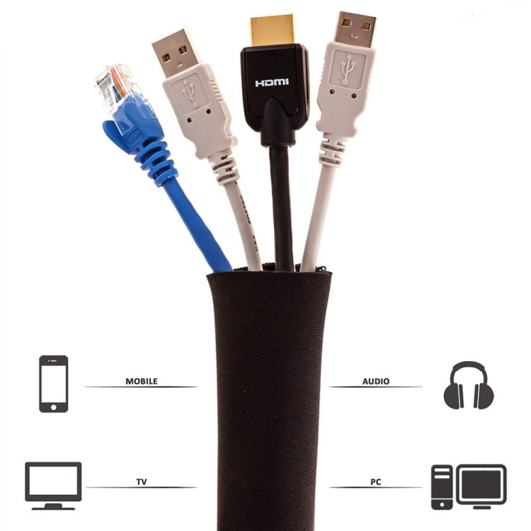 5 In 1  Cord Management Organizer Kit Cable Sleeve With Zipper Cable Clip - Cable Organizer by PMC Jewellery | Online Shopping South Africa | PMC Jewellery | Buy Now Pay Later Mobicred