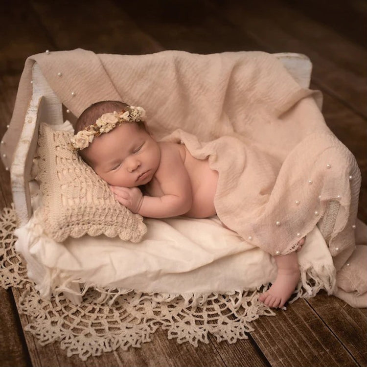 Hollow Lace Round Blanket + Pillow Suit Baby Photography Props(Khaki) - free shipping - PMC TechLife - Order now!