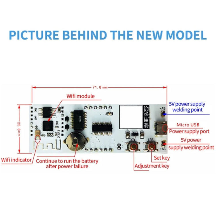 0.8 Inch Electronic Clock Movement Module WIFI Digital Tube Digital Time Display(Red) - Clocks & Car Meters by PMC TechLife | Online Shopping South Africa | PMC TechLife | Buy Now Pay Later Mobicred