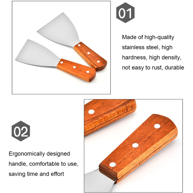2pcs Stainless Steel Pizza and Steak Shovel Wooden Handle Slanted Shovel Kitchen Tool, Size: L - free shipping - PMC TechLife - Order now!