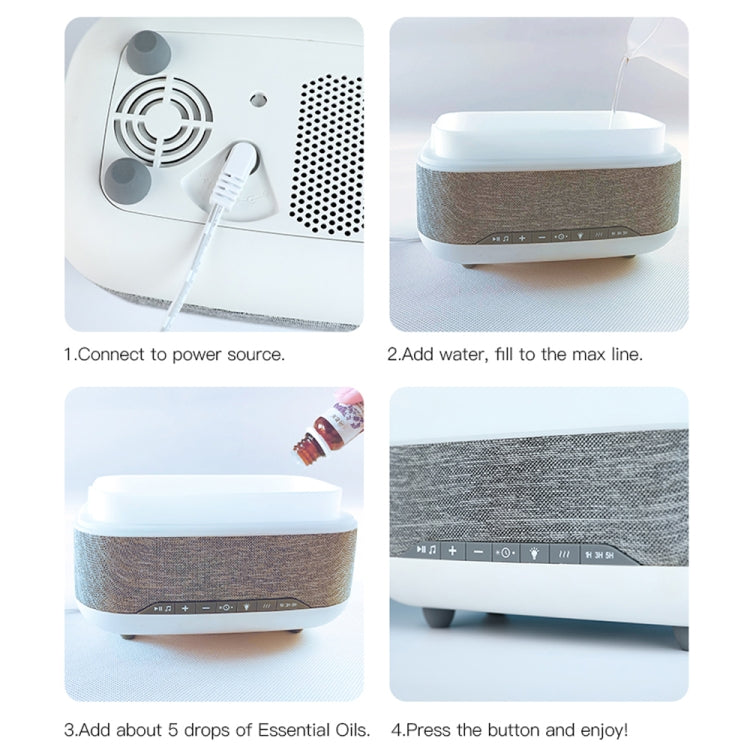 300ml Bluetooth Clock Aromatherapy Humidifier with Seven-color Ambient Light,EU Plug(Gray White) - free shipping - PMC TechLife - Order now!