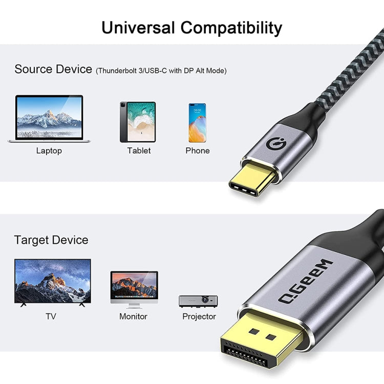 QGeeM QG-UA13 Type-C To DP 4K 60Hz Nylon Braided Adapter Cable, Length: 1.8m - free shipping - PMC Jewellery - Order now!