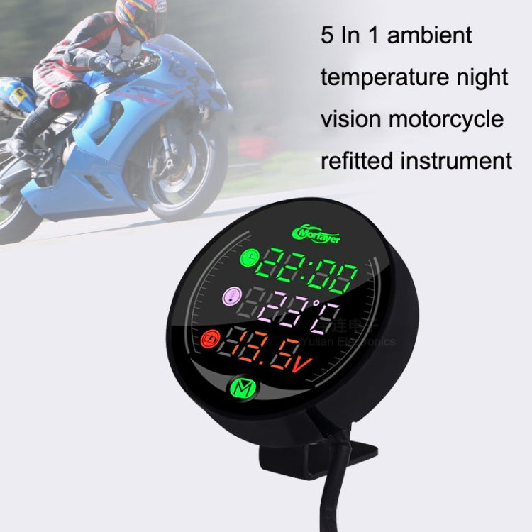 Morfayer YL-M05 5 In 1 Environmental Temperature Model 9-24V LED Night Vision Motorcycle Modification Instrument - Electrical Instruments by PMC TechLife | Online Shopping South Africa | PMC TechLife | Buy Now Pay Later Mobicred