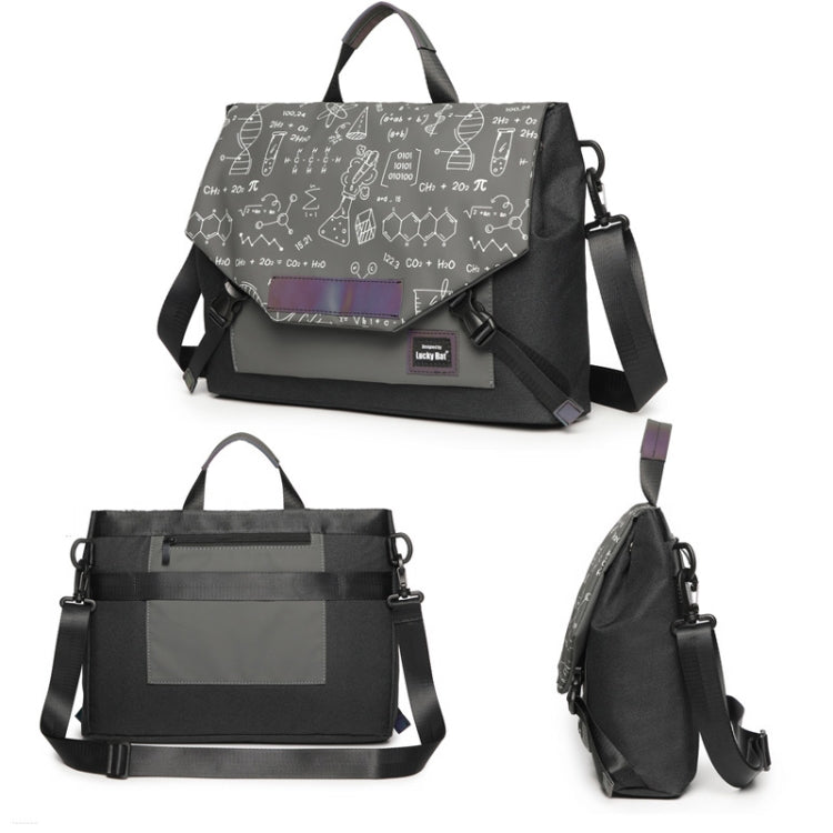 LUCKYBAT Laptop Bag Airbag Anti-drop Crossbody Handbag, Size: L 16 Inch(Gray Black Equation) - 15.6 - 17 inch by PMC Jewellery | Online Shopping South Africa | PMC Jewellery | Buy Now Pay Later Mobicred
