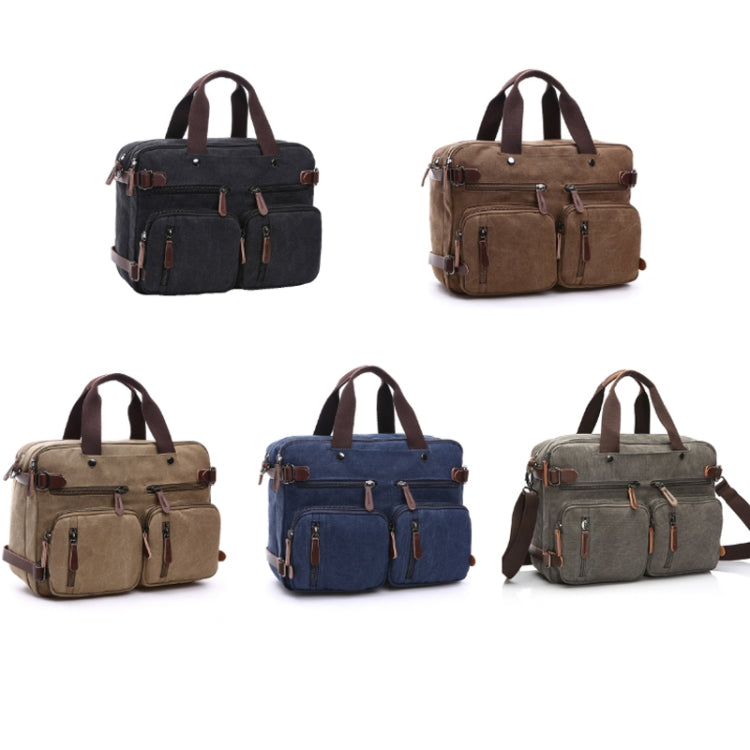 Casual Canvas Three-Purpose Business Briefcase Computer Bag, Color: Khaki Large - Handbags by PMC TechLife | Online Shopping South Africa | PMC TechLife