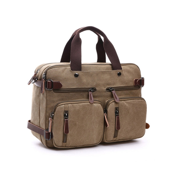 Casual Canvas Three-Purpose Business Briefcase Computer Bag, Color: Khaki Small - Handbags by PMC TechLife | Online Shopping South Africa | PMC TechLife