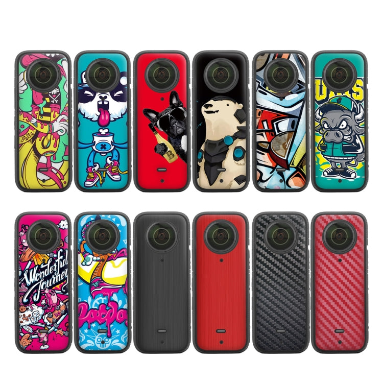 Sunnylife IST-TZ485 For DJI Insta360 X3 Panoramic Camera PVC Protection Scraper Film Stickers(Panda+Carbon Pattern Red) - Protective Film & Stickers by Sunnylife | Online Shopping South Africa | PMC TechLife | Buy Now Pay Later Mobicred