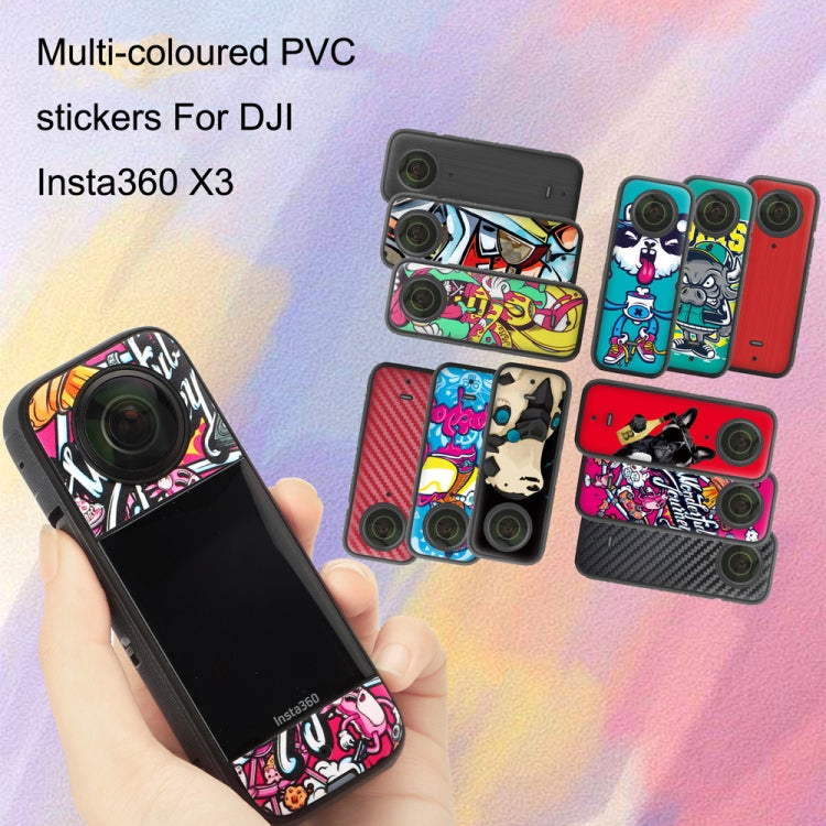 Sunnylife IST-TZ485 For DJI Insta360 X3 Panoramic Camera PVC Protection Scraper Film Stickers(Polar Bear+Carbon Pattern Red) - free shipping - PMC TechLife - Order now!