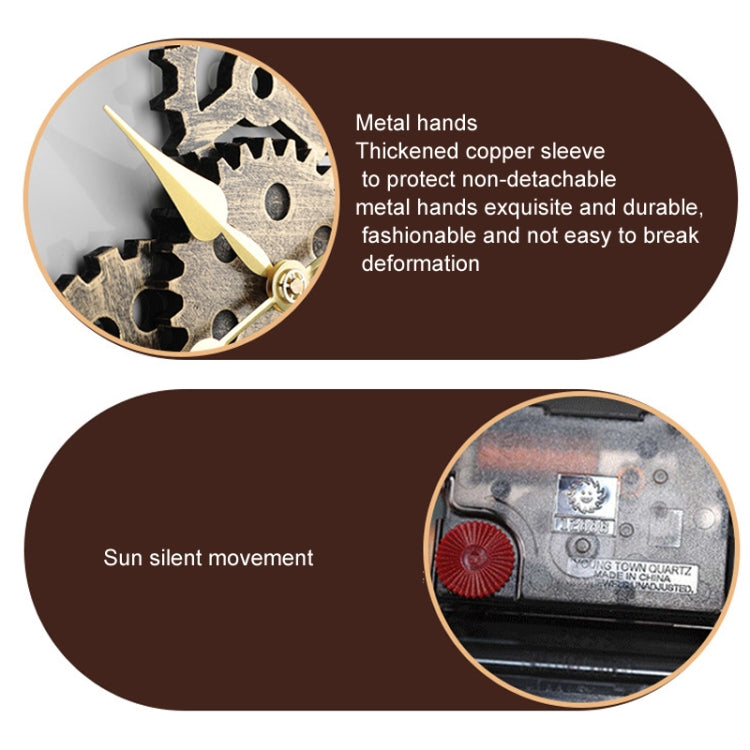 Vintage Wooden Round Gear Silent Wall Clock Rome Number  58cm 4 Gears Silver - Wall Clock by PMC TechLife | Online Shopping South Africa | PMC TechLife