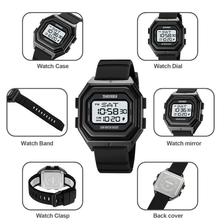 SKMEI 1875 Men Outdoor Electronic Watch Timing Multi-Functional Watch, Style: Silicone Band White Machine - free shipping - PMC TechLife - Order now!