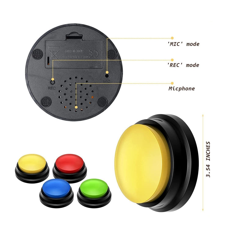 Pet Communication Button Dog Vocal Box Recording Vocalizer, Style: Recording Model(Yellow) - Training Aids by PMC TechLife | Online Shopping South Africa | PMC TechLife | Buy Now Pay Later Mobicred