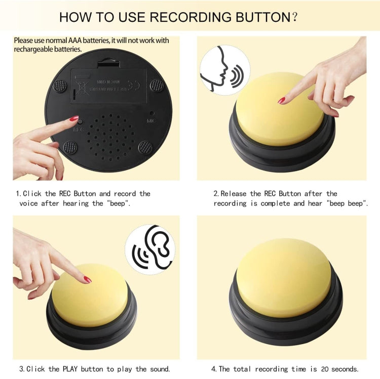Pet Communication Button Dog Vocal Box Recording Vocalizer, Style: Recording Model(Rose Red) - Training Aids by PMC TechLife | Online Shopping South Africa | PMC TechLife | Buy Now Pay Later Mobicred