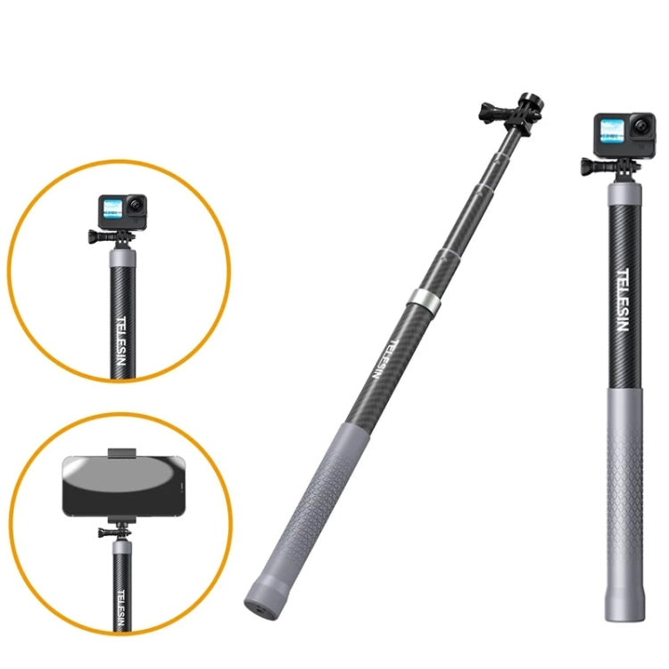 TELESIN 1.2m Carbon Fiber Monopod Selfie Stick With 1/4 Screw For Action Cameras - Extendable Pole by TELESIN | Online Shopping South Africa | PMC TechLife | Buy Now Pay Later Mobicred