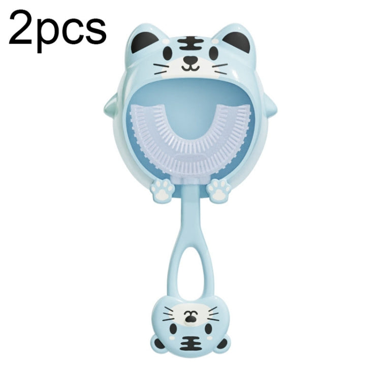 S8 2pcs Children Cartoon Animal Manual U-shaped Silicone Toothbrush for 2-12 Years Old(Blue Tiger) - Toothbrushes by PMC TechLife | Online Shopping South Africa | PMC TechLife | Buy Now Pay Later Mobicred