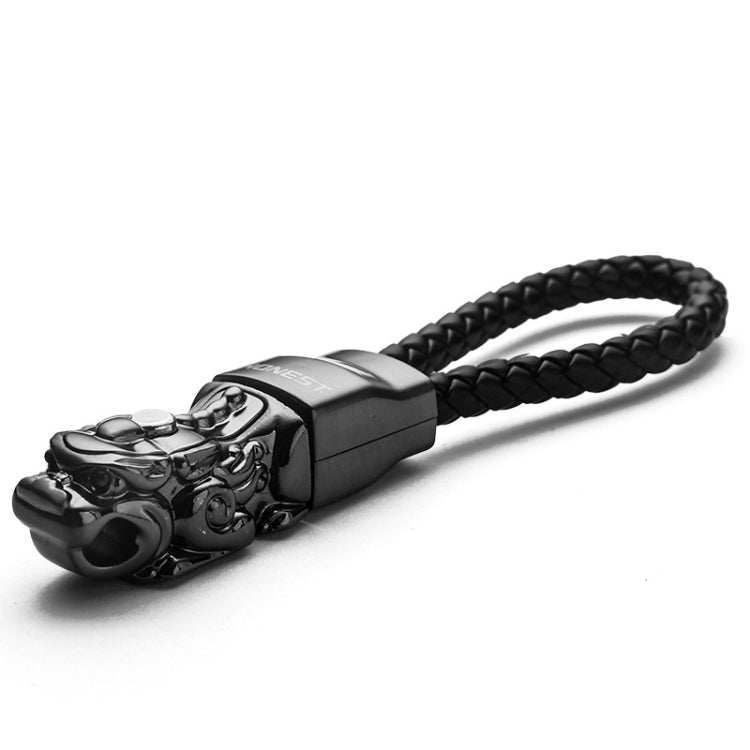 Braided Leather Rope Brave Troops Keychain With LED Light Metal Pendant(White+Gray Rope) - Key Rings by PMC Jewellery | Online Shopping South Africa | PMC Jewellery | Buy Now Pay Later Mobicred